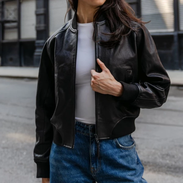 Thursday Deri Bomber Ceket — Siyah
